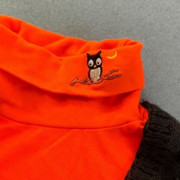 Ugly Halloween Vest Turtleneck Owl Leaf Orange Black Leaves Red Yellow Green - Picture 2 of 12